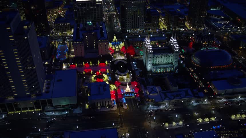 The city is brightly lit at night