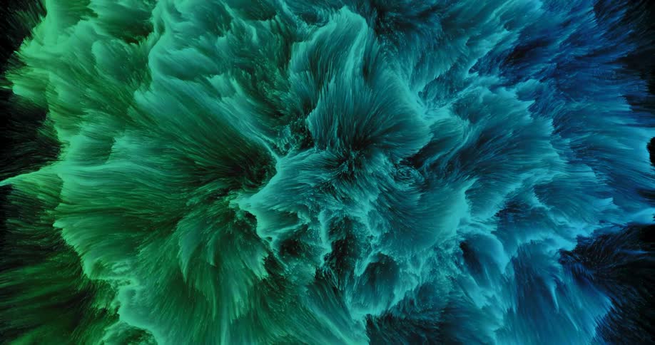 Abstract 3D particle animation of moving blue clouds