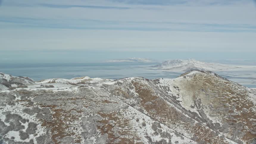 Aerial panorama of snowcovered peaks and mountains