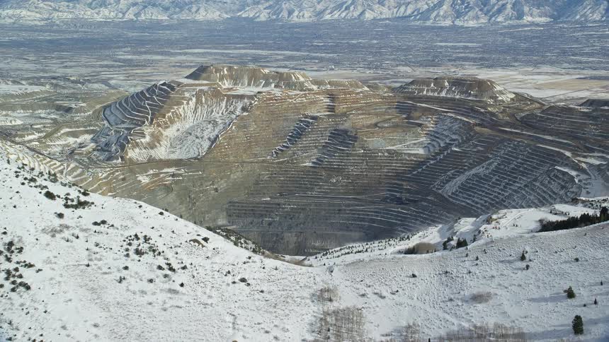 The quarry is covered with snow