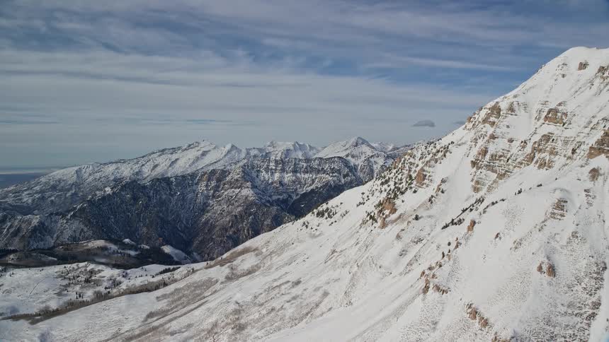 Aerial view of snowy mountain slope