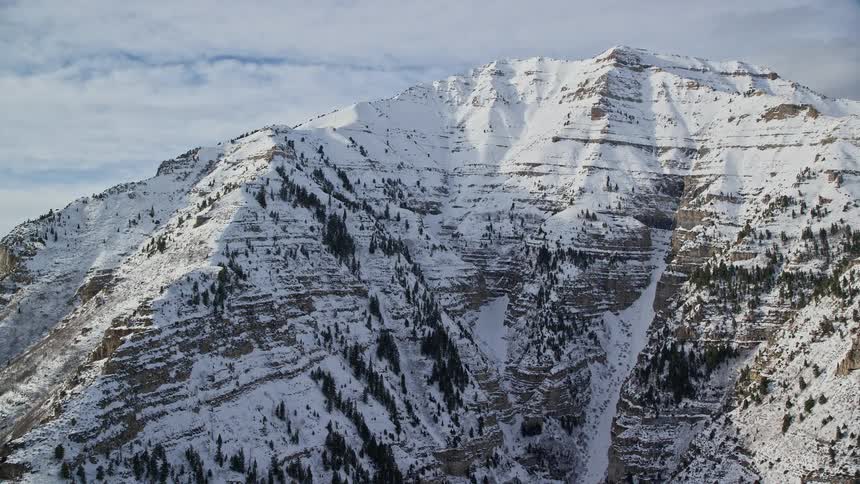 The mountain is covered with snow
