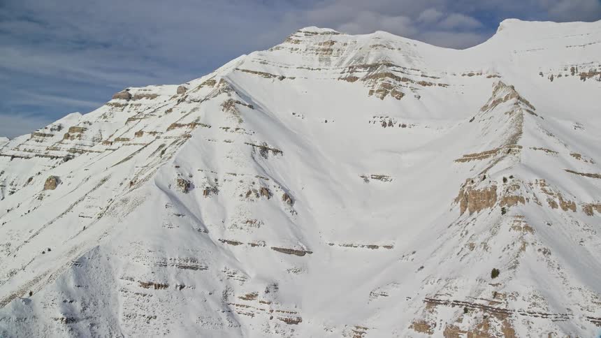 Aerial view of snow covered mountain tops