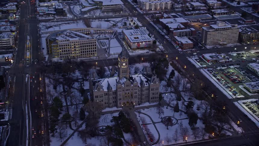 Aerial view of salt lake city and county building