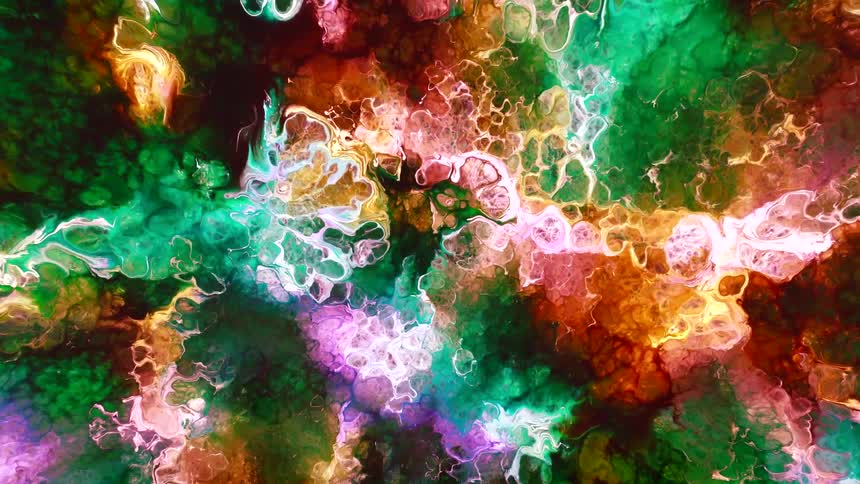 Abstract paint bubbling and blending in wide macro view