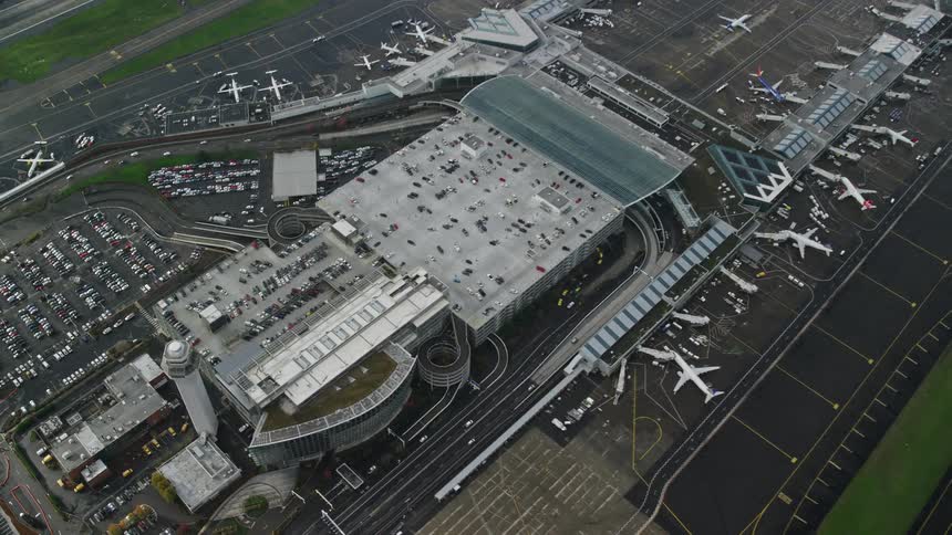 Aerial view of an airport terminal