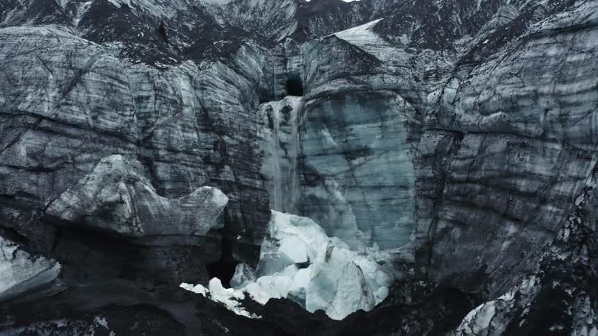 Waterfalls through a glacier