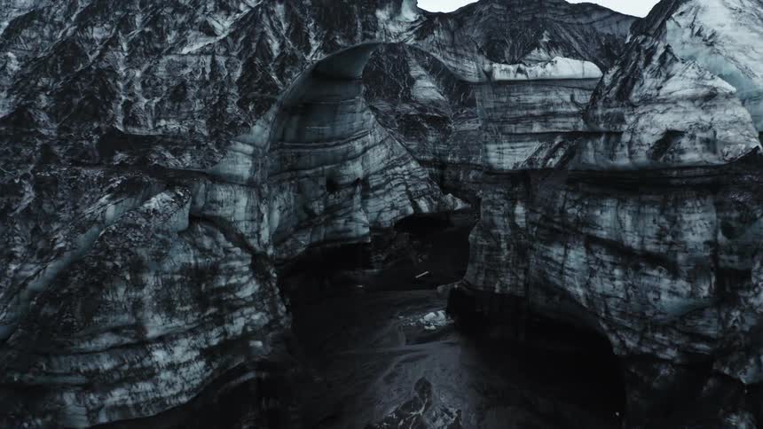 Ice cave from above in Iceland