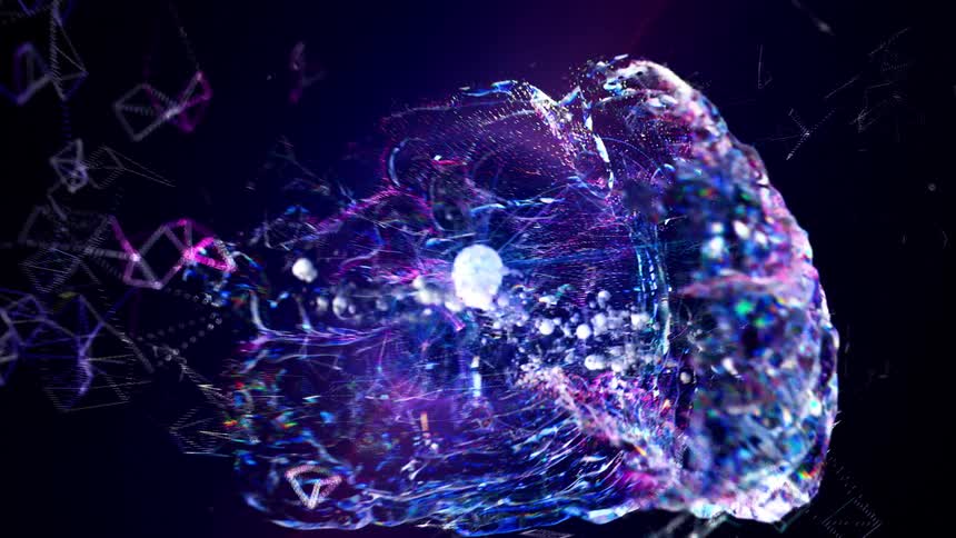 Digital animation of a brain on a black background