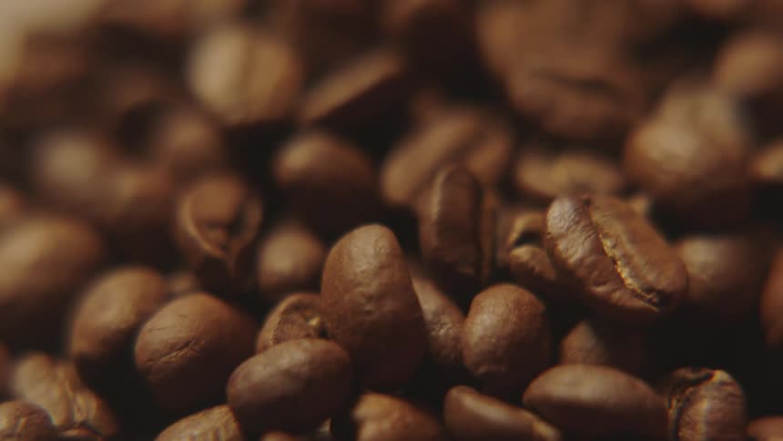 Close up of roasted coffee grains