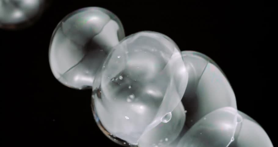 Water droplets in abstract bubbles