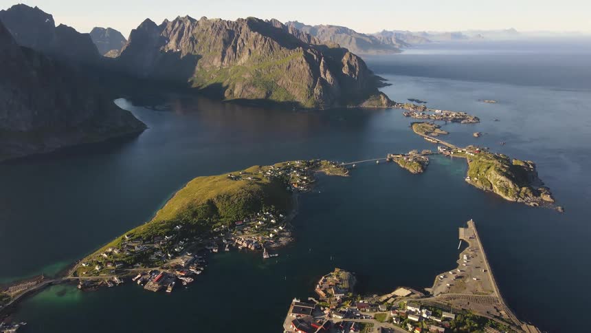 Aerial view of the lofoten archipielago islands
