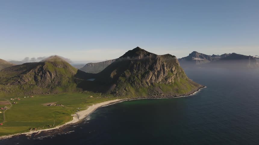 An island with a huge mountain facing the sea