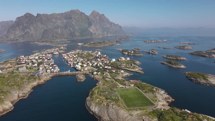 Aerial view of the lofoten archipielago islands