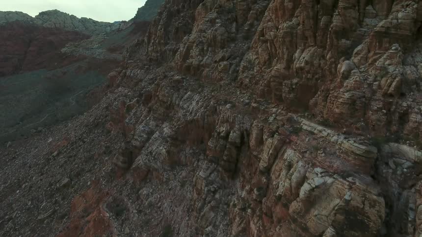 Multiple layers are seen on side of mountain