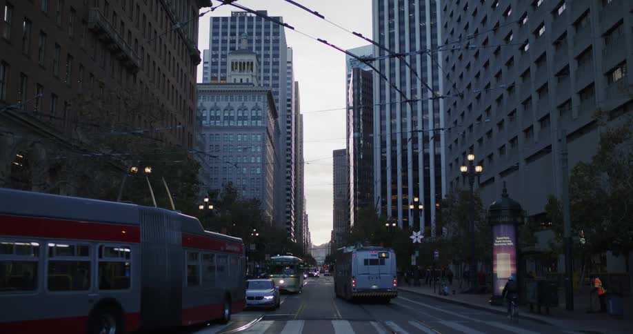 Traffic on the city streets at morning