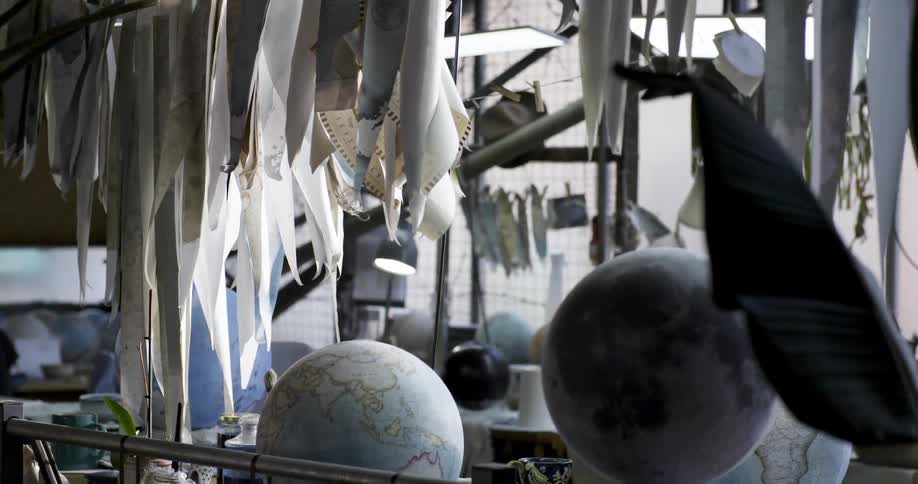 Terrestrial globes inside a scientific laboratory