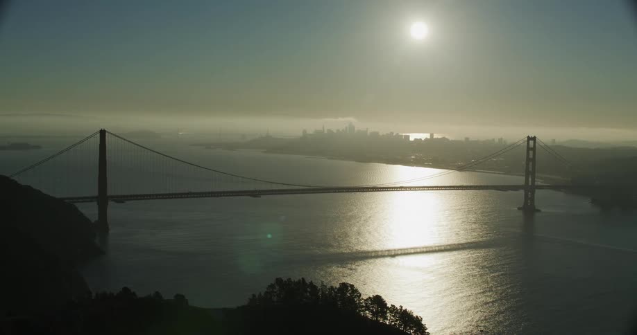 Sun shines over the san francisco bridge
