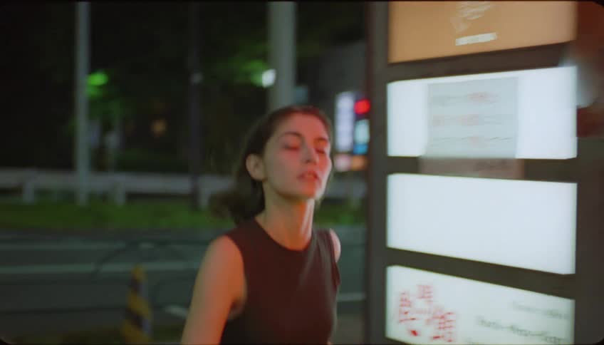 Young woman walking on the city streets