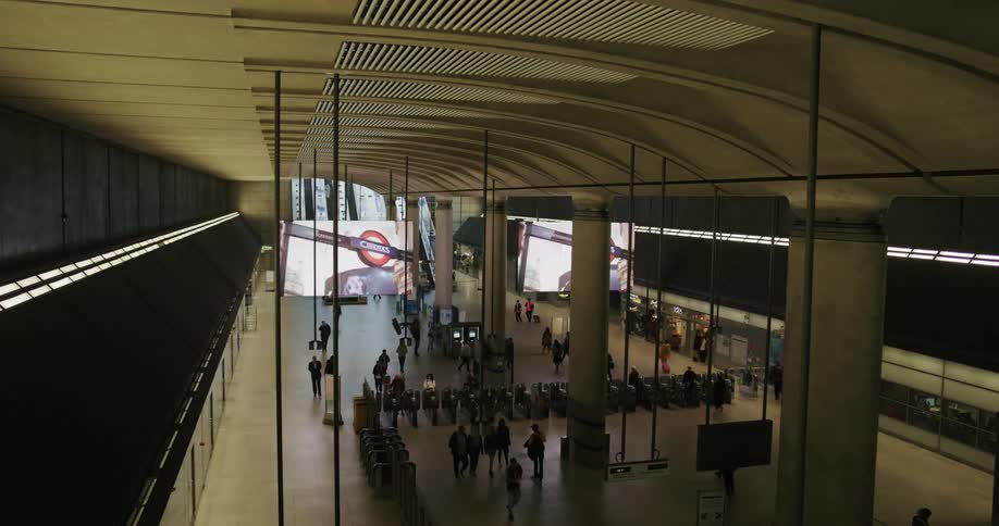 Timelapse inside a terminal with people moving around