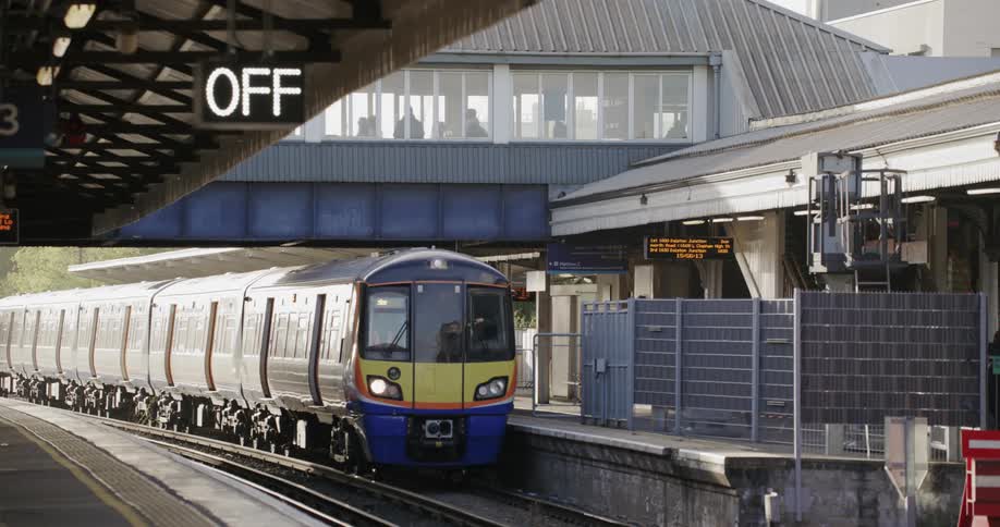 The train is stopped at the station