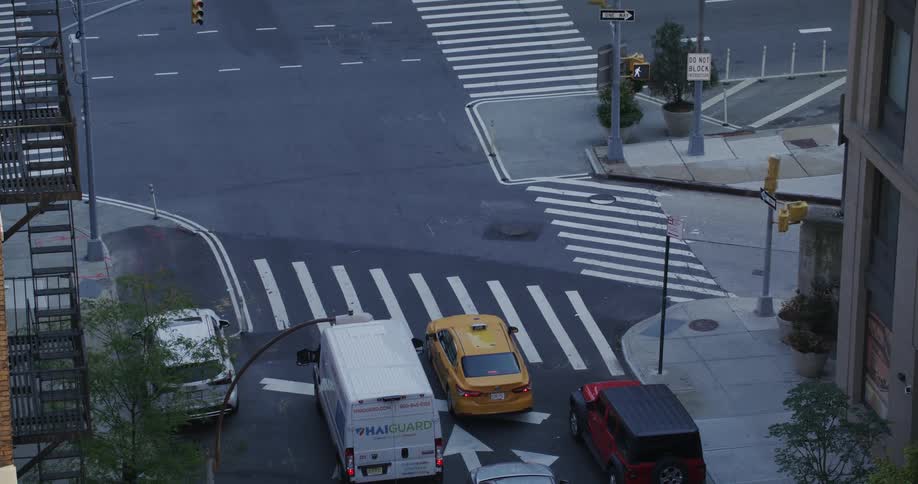Cars driving on the city streets