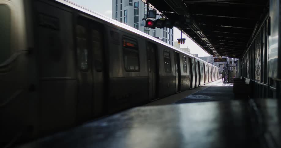 A train arriving at a terminal and stopping