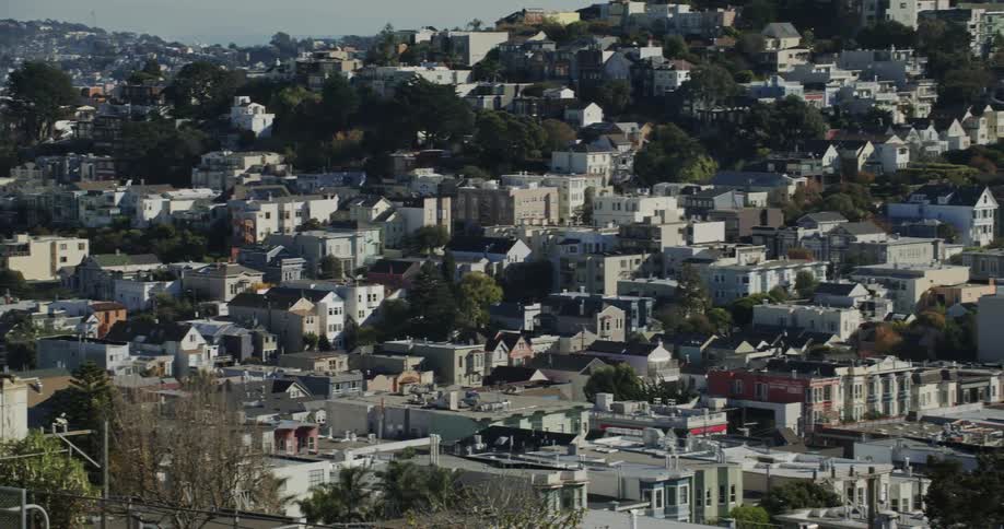 Panorama of a city with residential houses and apartments
