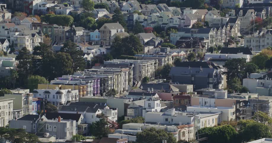 Residential houses in a suburban area on a sunny day