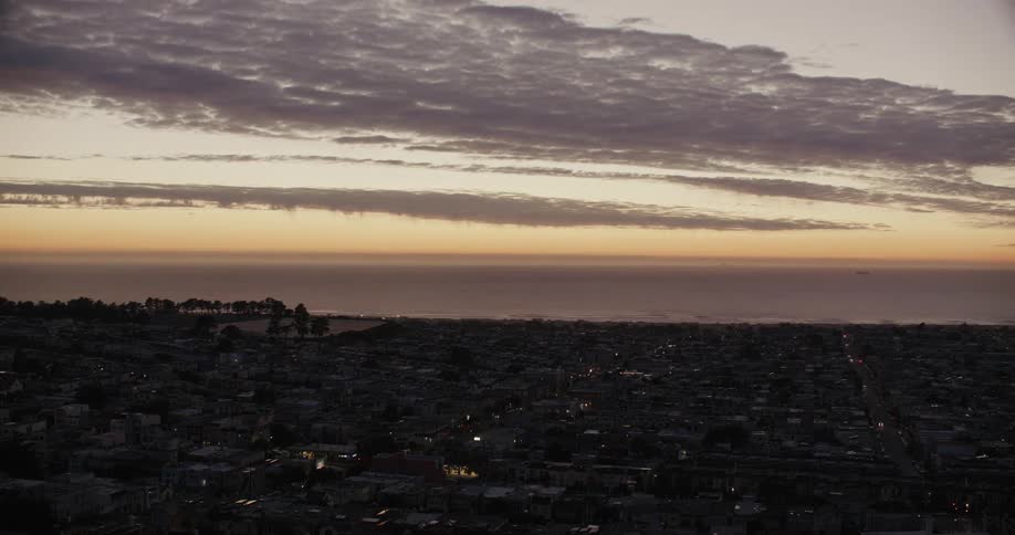 The sun sets on the city