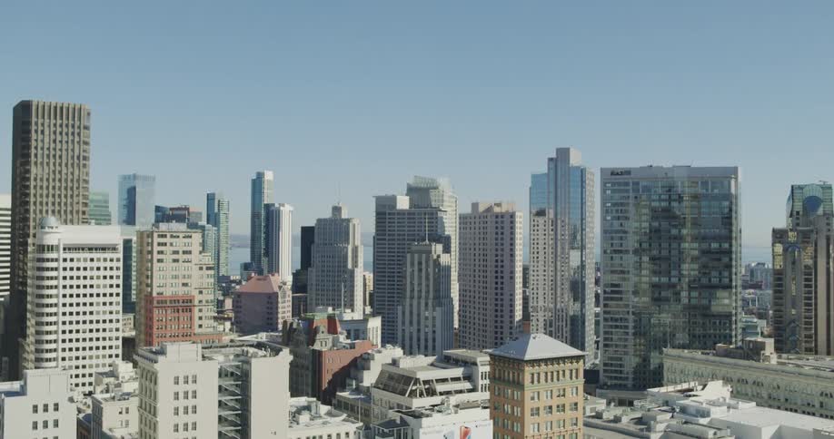 An aerial view of the city skyline of grand hyatt san francisco