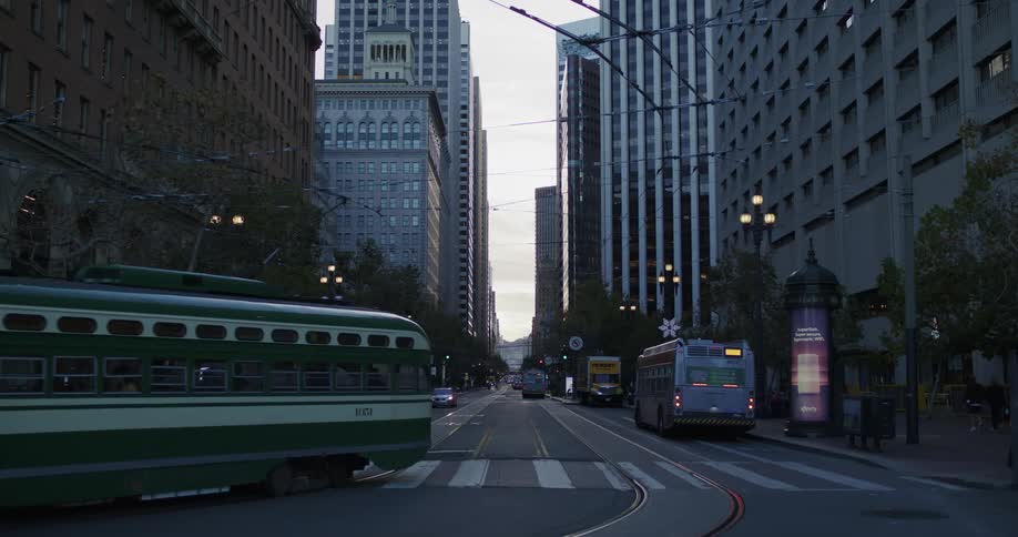 Center of an urban city during dusk