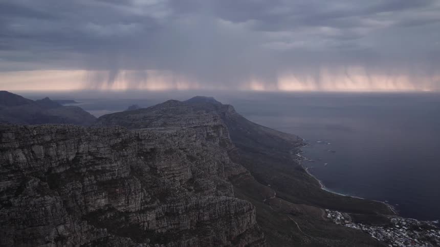Storm clouds and lightning above the ocean