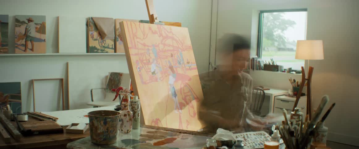 Timelapse of a painter creating a painting