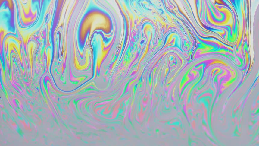Abstract art in dense fluid with a silver and psychedelic coloration