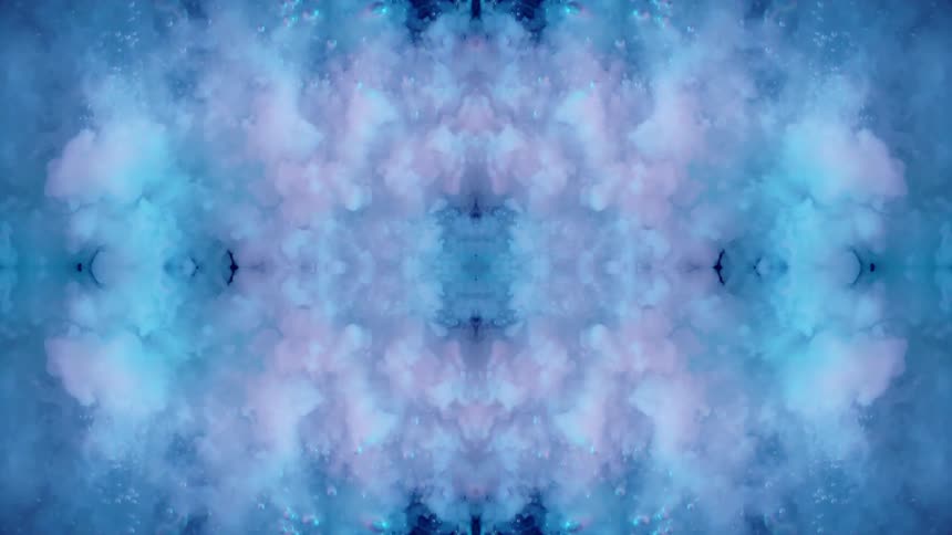White neon clouds in kaleidoscope form