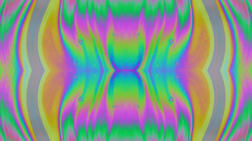 Psychedelic abstract art display of mirrored colorful waves