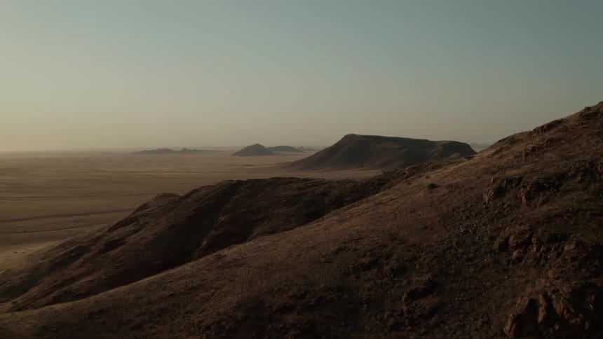 Panorama of mountains in the desert on a cloudless morning