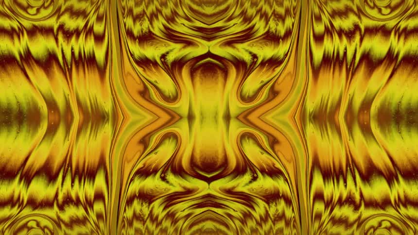 Psychedelic abstract art display of mirrored colorful waves