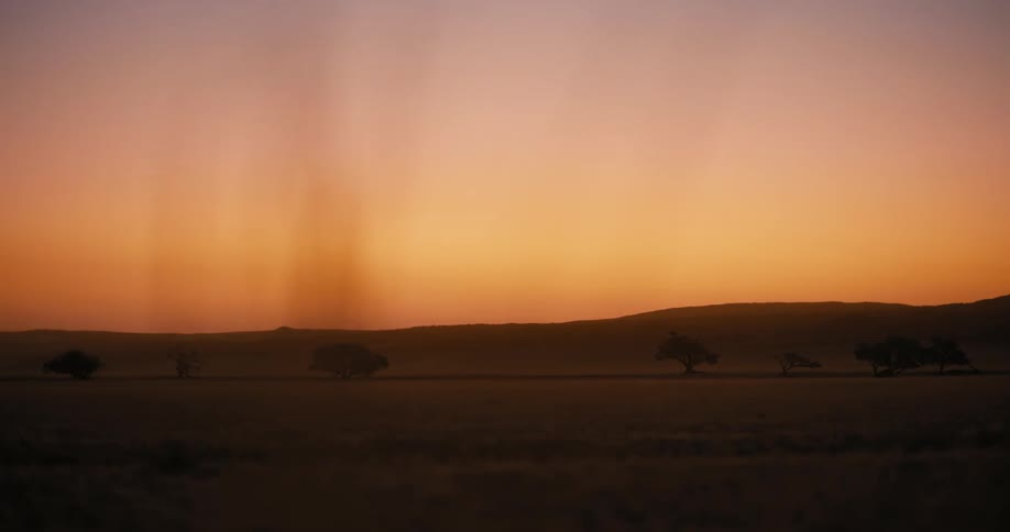 Red sunset afterglow over the horizon