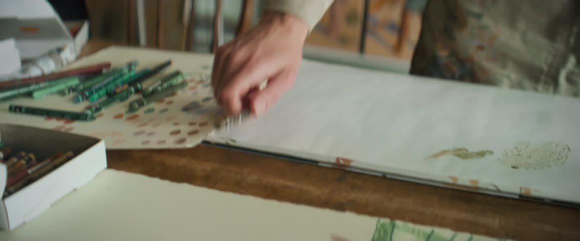 Close up of an artist preparing to work