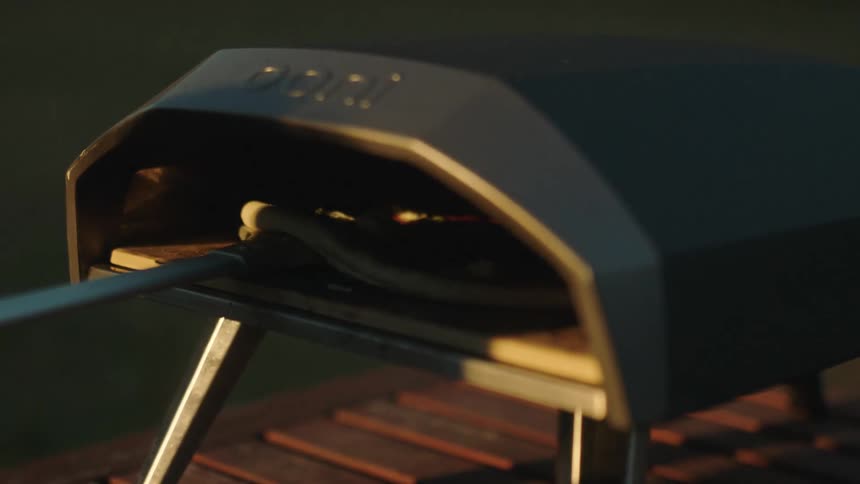 Pizza cooking on an oven at home