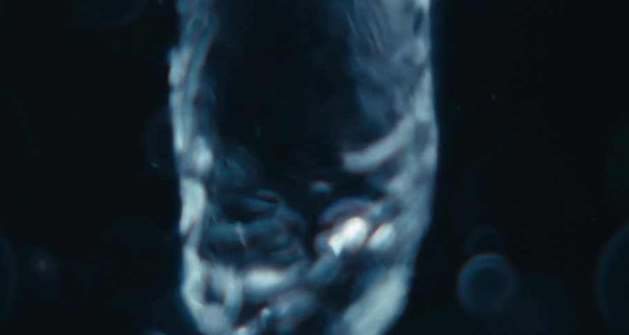 Close up of swirling clear water against a black background