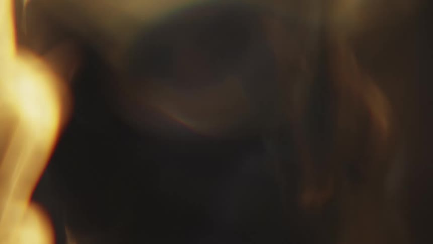 Close up of fire burning at night
