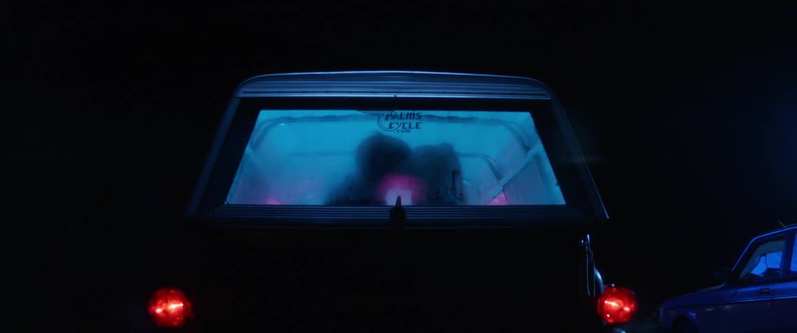 Man and woman making out in car at night