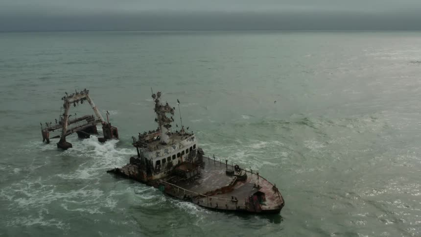 Boat stranded in the middle of the sea