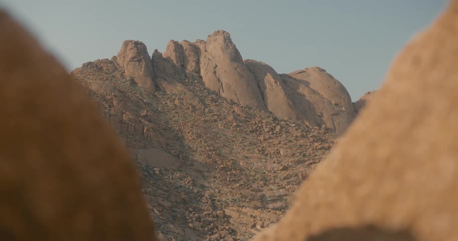 Panorama of a mountain range with geological rock formations