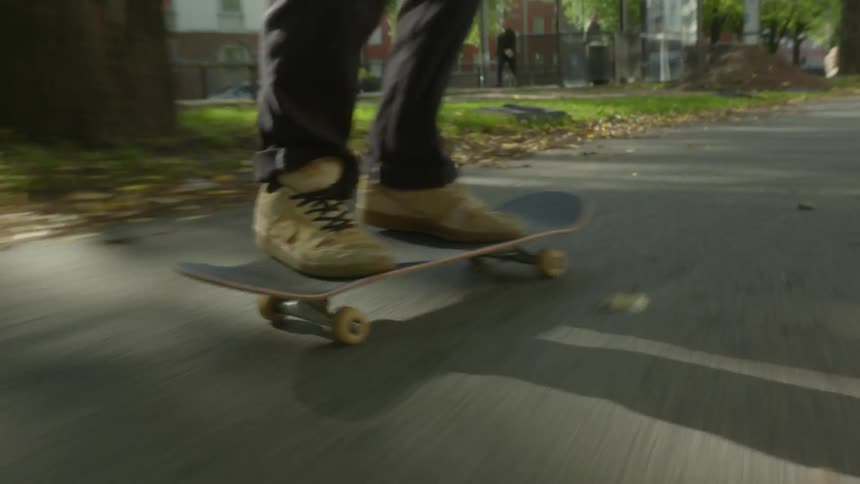 A man skateboarding outdoors