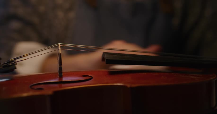 A person cleaning a violin on a table