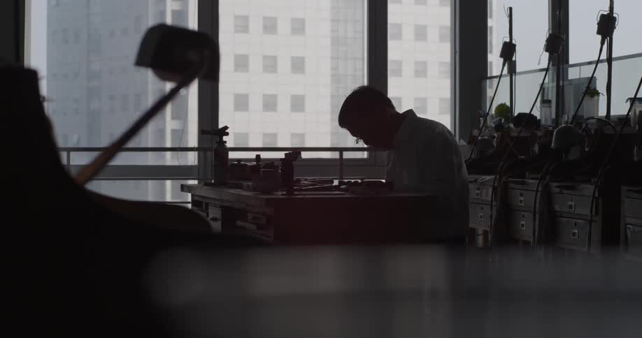 A man is working in an office